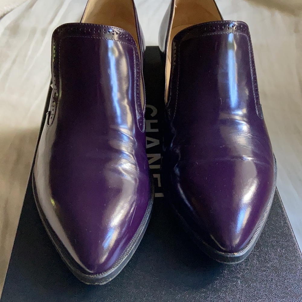 Chanel Dark Plum Calfskin Loafers I Size 7.5 - Picture 8 of 14